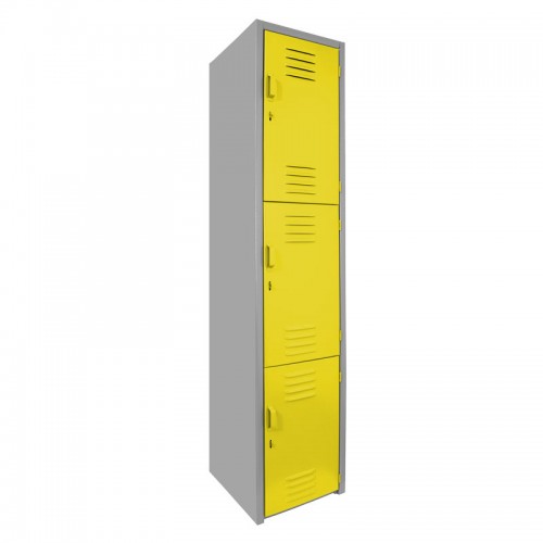 Locker metálico dual grande - 3 puertas amarillo